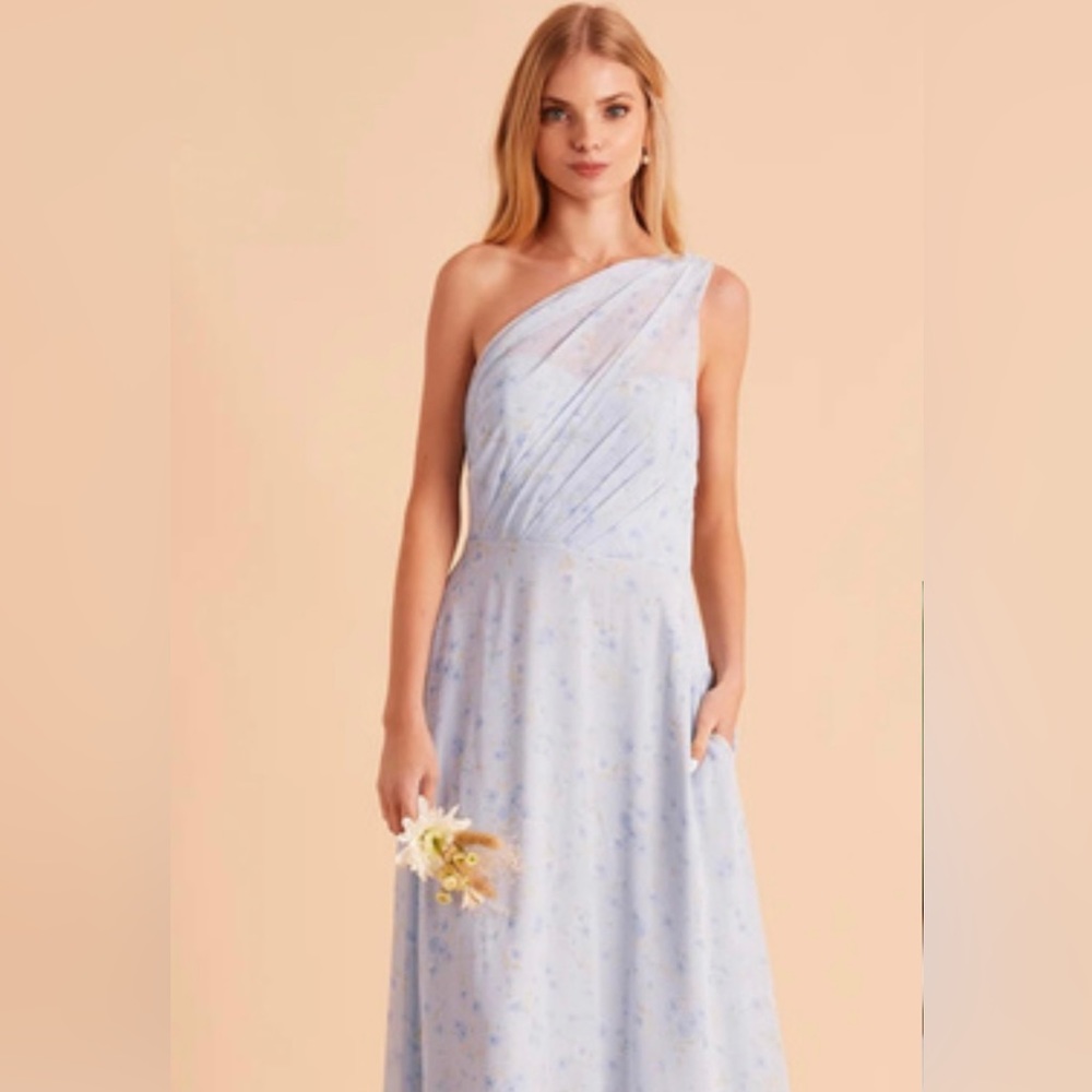 Blue Floral One Shoulder Dress - Birdy Grey